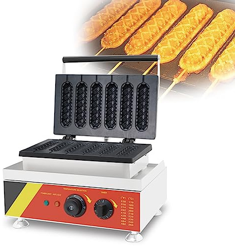 Waffle Maker Electric Nonstick Hot Dog Maker - 1500W French Waffle Iron with Temp Control and 5min Timer - Create 6pcs Hot Dog Cheese Sticks