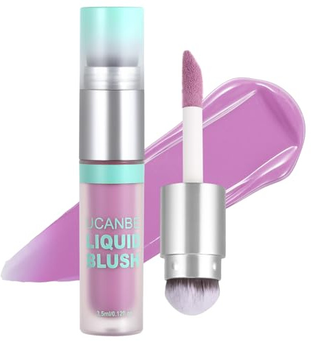 UCANBE Dual-Ended Liquid Blush with Angle Applicator & Built-In Brush, Seamless Buildable Blendable Lightweight Cheek Tint Makeup, Long Lasting Creates Dewy Natural Flush Finish - Lavender