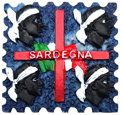Imán 3D para nevera vintage Región Cerdeña Bandera Italiana, Imán Nevera, Decoración 4 Moros para Pizarra Magnética, Hogar y Cocina, Oficina