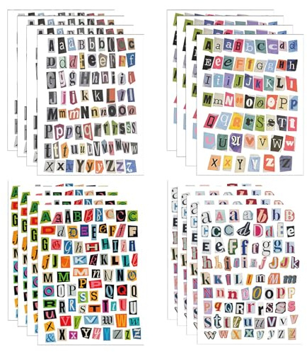 Bubaxuce 1278 Piezas Pegatinas De Letras Vintage Para Álbum De Recortes Etiquetas De Letras Pequeñas Del Alfabeto Para Manualidades Diario Y Portátil