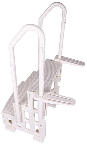 Generic Swimming Pool Ladder w/Double Handrails 3-Step Heavy Duty Steps Step for Inground & Above-Ground Pools Stair Entry System
