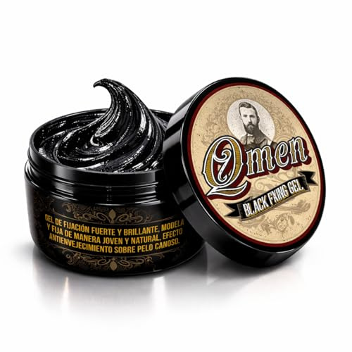 QMEN Black Fixing Gel Negro 250ml | Oscurece Cabello Canoso con Pigmento Negro | Gel Fijación Fuerte Canas Hombre | Efecto Natural Antienvejecimiento | Gomina Negra Cubre Canas | Gel Oscurecedor Pelo