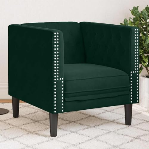Genérico Sillón Chesterfield de Terciopelo Verde Oscuro, Sofás Verde,372675