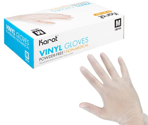 Karat [Medium - 1,000 ct] Clear Vinyl Disposable Gloves, Powder-Free, Great Fit, Tear-Resistant for Multi-Purpose (FP-GV1007)