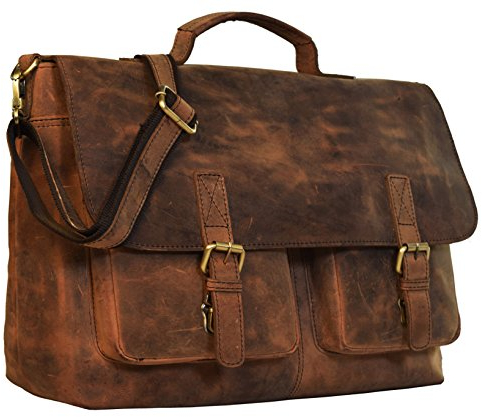 Dhk Devil Hunter Killer Umhängetasche Leder KK'S Bags Berlin Messenger Aktentasche Tragetasche Laptoptasche 15,6 16 Zoll Ledertasche Vintage Arbeitstasche SchultertascheBraun Herren Damen Groß XL