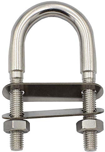 U-Bolzen mit 2 Platten und 2 Muttern DIN934 M8 X 40 mm - (1 Stück) - Edelstahl A4 - Bügelbolzen, Gewindebügel I BOOTSTEILE BRAUER®