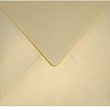 Netuno 25x quadratischer Briefumschlag Perlmutt-Vanille 153x 153 mm 120g Aster Metallic Gold Ivory Briefumschlag elegant quadratisch glänzend für Einladung Hochzeit Geburtstag Taufe Konfirmation