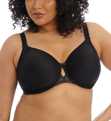 Elomi Women's Brianna Underwire Padded Half-Cup Bra Plunge, Black, 40GG US