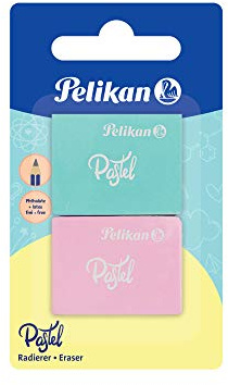 Pelikan 818100 radergummi pastell, 2 stycken (sorterad, inget färgval möjlig!)