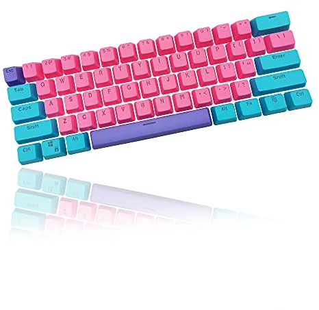 WHYSP 61 PBT Purple Keycaps for 60 Percent Keyboard, Ducky One 2 Mini Keycaps Set Backlit for Cherry MX and Gateron Switches 60% Mechanical Keyboard RK61/Apex pro 2/Anime/Joker(Rose)