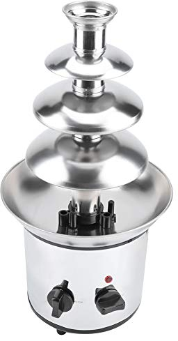 Máquina de fusión de chocolate para fondue de 4 niveles, de acero inoxidable, para centro comercial, hotel, enchufe británico, 220 V, 37 x 22 x 42 cm