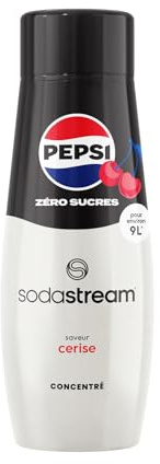 Sodastream Concentré Pepsi Cherry Zéro Sucres pour Machine à Eau Pétillante et Soda | Préparez jusqu'à 9 Litres de Pepsi Cherry Zéro Sucres en Quelques Secondes, 440ml