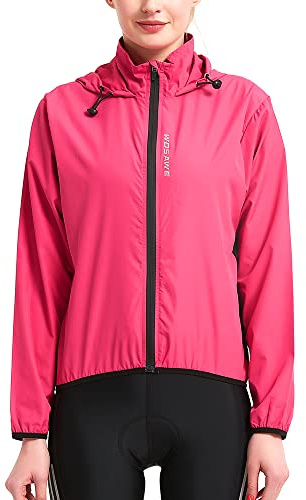 WOSAWE Veste de Cyclisme pour Femme, Respirant Léger Manteau avec Capuche pour Course à pied, Randonnée, Camping, équitation (Rose L)