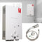ECUTEE 8L 16KW Flüssiggas Durchlauferhitzer LPG Warmwasserbereiter, Tankless Instant Heißwasserbereiter mit Regenduschkopf und Duschschlauch, für Outdoor-Camping-Baden und RV-Dusche, Weiß