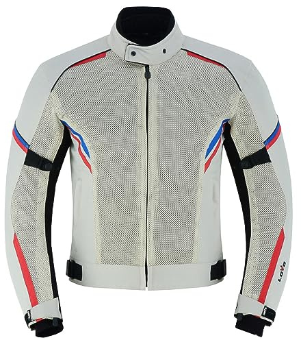 LOVO Veste de moto d'été tricouche perforée pour homme avec haute ventilation - Design léger et sûr - Protections CE incluses - Vestes d'été moto premium, gris, 5XL