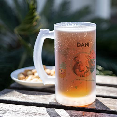 Wanapix | Boccale Birra Personalizzato con Foto y Testo | Vetro Opaco Personalizzato | 500 ml | Bicchieri da Birra Particolare | 100% personalizzabile