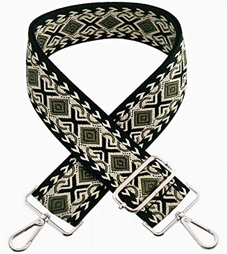 Kiwochy Verstellbarer Breiter Schultergurt Taschengurt Bunter Trageriemen 2 Zoll Breit Handtaschen Riemen Schulterriemen Bunt Schultergurt Karabiner in Silber für Taschen Handtaschen (Armeegrün)