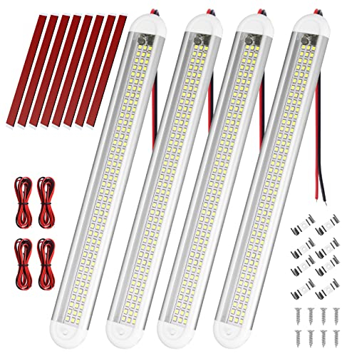URAQT 120 LED Innenbeluchtung, 4 Stück 12V LED Leiste 1600LM 8W DC LED Innenlichtleiste Mit 4 Verlängerungskabeln y Schalter Auto led für Auto Wohnmobil Van Bus Caravan Boat Küche Bad Bar LKW