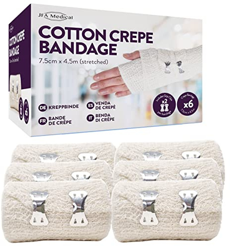 JFA Medical Cotton Crepe Bandages 7.5cm x 4.5m - Box of 6