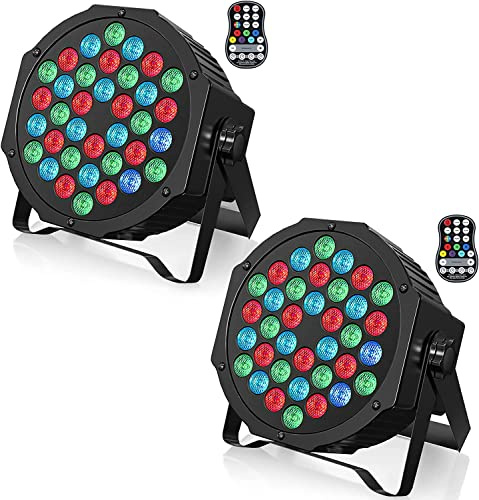 U`King 2 st RGB med LED-batteri, trådlöst 36 LED-utomhusscenljus med fjärrkontroll, kvällsbelysning i 7 belysningslägen för DJ disco barer, DJ-konserter, halloween, jul