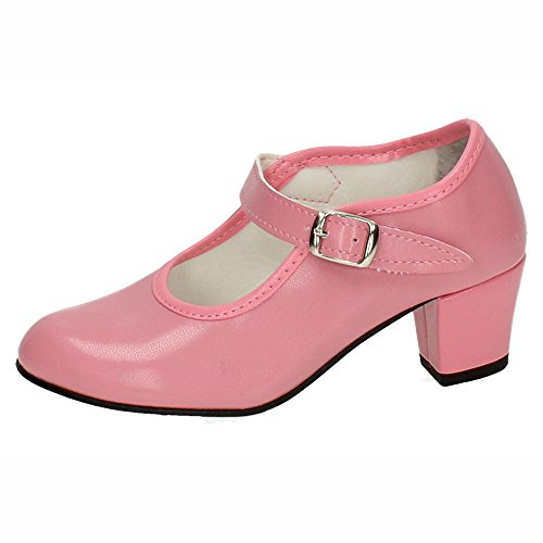 PASOS DE BAILE 15 Zapatos de SEVILLANAS FLAMENCOS Rosas - Calzan Muy Poco, Pedir una Talla más a la Habitual NIÑA Zapatos TACÓN Rosa 39