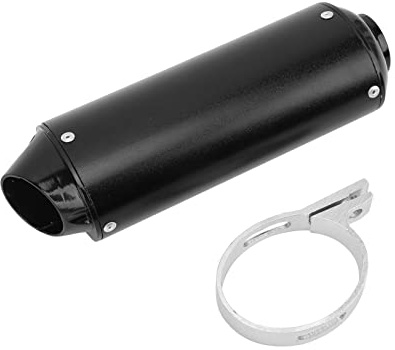 Silencieux d'Échappement Universel pour Moto, ATV et Pit Bike, Tuyau Métallique Noir, 32 mm, avec Adaptateur