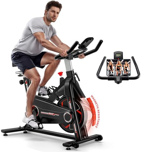 [2025 Aktualisierte] Wenoker Heimtrainer, Magnetwiderstand Stationäres Fahrrad für Zuhause, Indoor Bike mit Flüsterleise, Schweres Schwungrad und Verbesserter LCD-Monitor, Bis 160KG