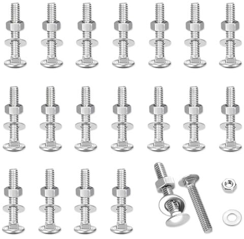 20 tornillos de cerradura, M5 x 40, juego con tuercas y arandelas, tornillos de cabeza plana de acero al carbono para máquinas industriales, decoración del hogar