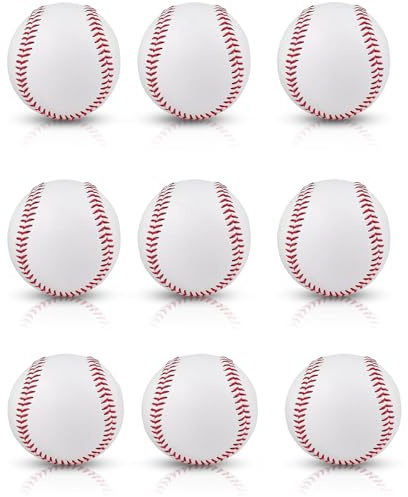 LITTLECUCU 9 Pack Soft Baseball for Kids – PU Foam Training Ball for Beginners, Rounders Ball for Indoor Outdoor Play and Pitching Machines