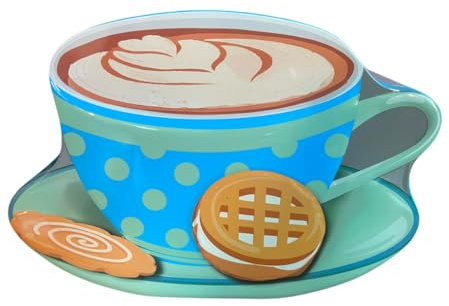 your castle Lata en forma de taza de capuchino azul caja decorativa retro lata muy grande, 29 x 21 x 9 cm, vol.: 3 l