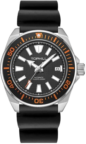 TOPHILL Reloj de buceo para hombre 43,5 mm Japón NH35 Movimiento Cristal de zafiro Esfera Super C3 Calendario Luminoso Relojes de pulsera mecánicos automáticos Resistente al agua 300M TD008G, Correa