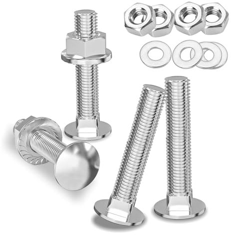 Tornillos de Bloqueo, 25 Piezas Cabeza Redonda Plana con Ángulo Cuadrado M8 x 40, Tornillos de Cabeza Cilíndrica con Tuercas Hexagonales y Arandelas