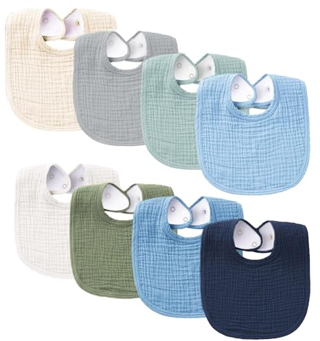SLOSH Baberos Bebé Algodón Suave Absorbente Transpirable Unisex Niños Niñas, Azul, Talla Única