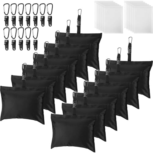 Soulchen Sand Bag for Boat Covers 8/10/12 Pcs Sandbag Mooring Kit Tear-Resistant Weight Sandbag Windproof Weighted Sand Bag Tarp Weight with Carabiner and Tarp Clip Accessories(12 Pack)