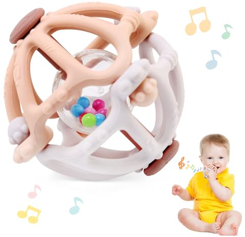 JoyLife Sonajero de dentición para bebés, niños y niñas de 0, 3, 6, 9, 12, 18 meses, juguetes educativos tempranos de aprendizaje Montessori, juguete de bola para bebé