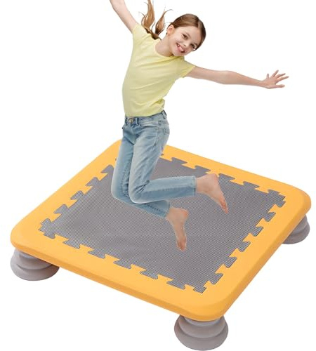 Mini trampolino quadrato per bambini con base antiscivolo, capacità 150 kg, attrezzatura per l'allenamento sensoriale per bambini dai 3 ai 10 anni