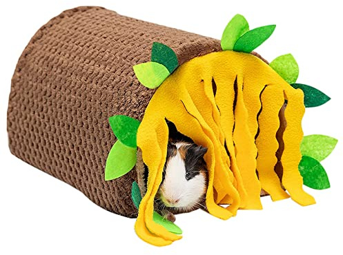 YROHGKPN Casa túnel para animales pequeños, escondite para cobayas, cueva con cortinas, tubo de juego de 2 vías para hámsters, jerbos, erizos, ardillas, hámsters y escondites