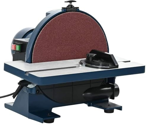 GeenYuu tallriksslip 800 W 305 mm skivdiameter med lutbart aluminiumarbetsbord 0–45° geringsmätare 0–60° slipmaskin för träslipning polering och renovering