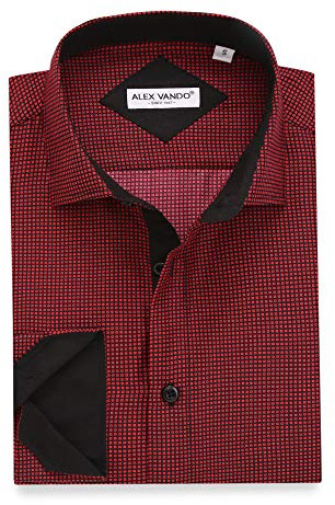 Alex Vando Mens Printed Dress Shirts Long Sleeve Regular Fit Button Down Shirt,Burgendy,L