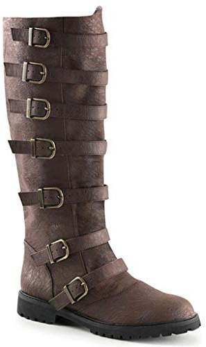 MWbetsy Hommes Cuissardes Vintage Unisexe Bas Heeled Grand Long Boot Western Cowboy Riding Biker Style Trekking équestre équitation Travail Chaussures,Marron,44