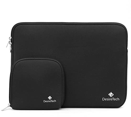 Laptop Sleeve Case with Small Accessory Bag – Apple MacBook Pro, Air, Microsoft Surface, Chromebook and Notebook Computer Compatible – Highly Water Repellent Soft Plush Inner Protector Cover (Black)