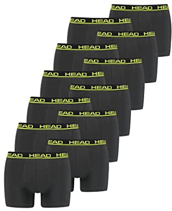 HEAD Herren Basic Boxer Pant Shorts Unterwäsche Unterhose 12 er Pack, Farbe:009 - Phantom/Lime, Bekleidungsgröße:XL