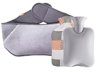 GUROTD Hot Water Bottle with Cover,Rubber Warm Hot Water Bag with Soft Plush Waist Cover Belt Hot Water Bottle Pouch for Pain Relief Neck,Shoulder, Hands,Back, Legs,Waist, Grey3pcs