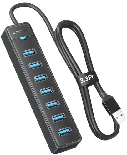 IDsonix 7 Ports USB 3.0 Hub for Laptop, PC, 5Gbps SuperSpeed