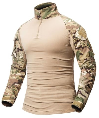 Oanviso Camouflage Hauts Vestes pour Homme Chaud sans Capuche pour des Sports Sweaters Softshell Veste Tactique Airsoft Militaire Automne Le Travail et Le Loisir A Kaki S