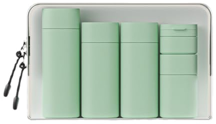 FANPOI 5pcs Travel Cream Dispenser Bottles Set - Toiletry Containers, TSA Approved, Light Green