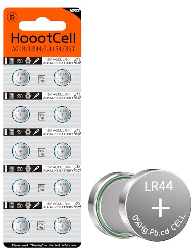 HoootCell L1154f Batteries LR44 Batteries AG13 Battery L1154 SR44SW SR44 357 303 A76 L1154c Button Cell Battery 1.5v Alkaline Coin Cell for Watch (10 Count)