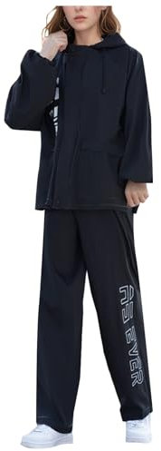 KBOPLEMQ Hommes/femmes Veste de pluie imperméable et pantalon Costume Moto Imperméable Veste de pluie légère + Pantalon de pluie Ensemble Combinaison de pluie Manteau coupe-vent Respirant Vêtements de