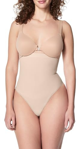 SPANXsculpt Seamless Power High-Waisted Thong - Women's Shapewear Lingerie - Seamless Thong - No Visible Panty Lines - Soft Nude - Small