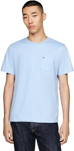 Tommy Hilfiger Men’s Short Sleeve Essential T-Shirt with Chest Pocket, Blue (Vessel Blue), S